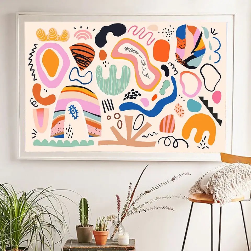 Acrylic Art Canvas Geometric Poster – Vibrant Wall Painting for Home