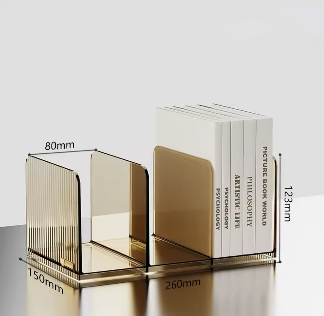 Transparent acrylic book stand for desk organization