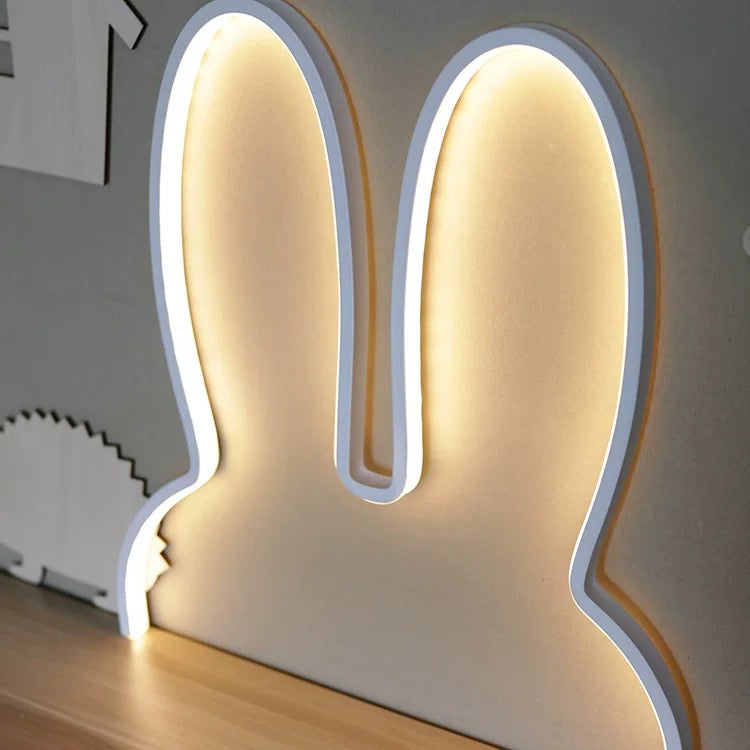 Adorable Rabbit LED Wall Light – Cute USB Powered Neon Night Lamp for Kids' Room Decor