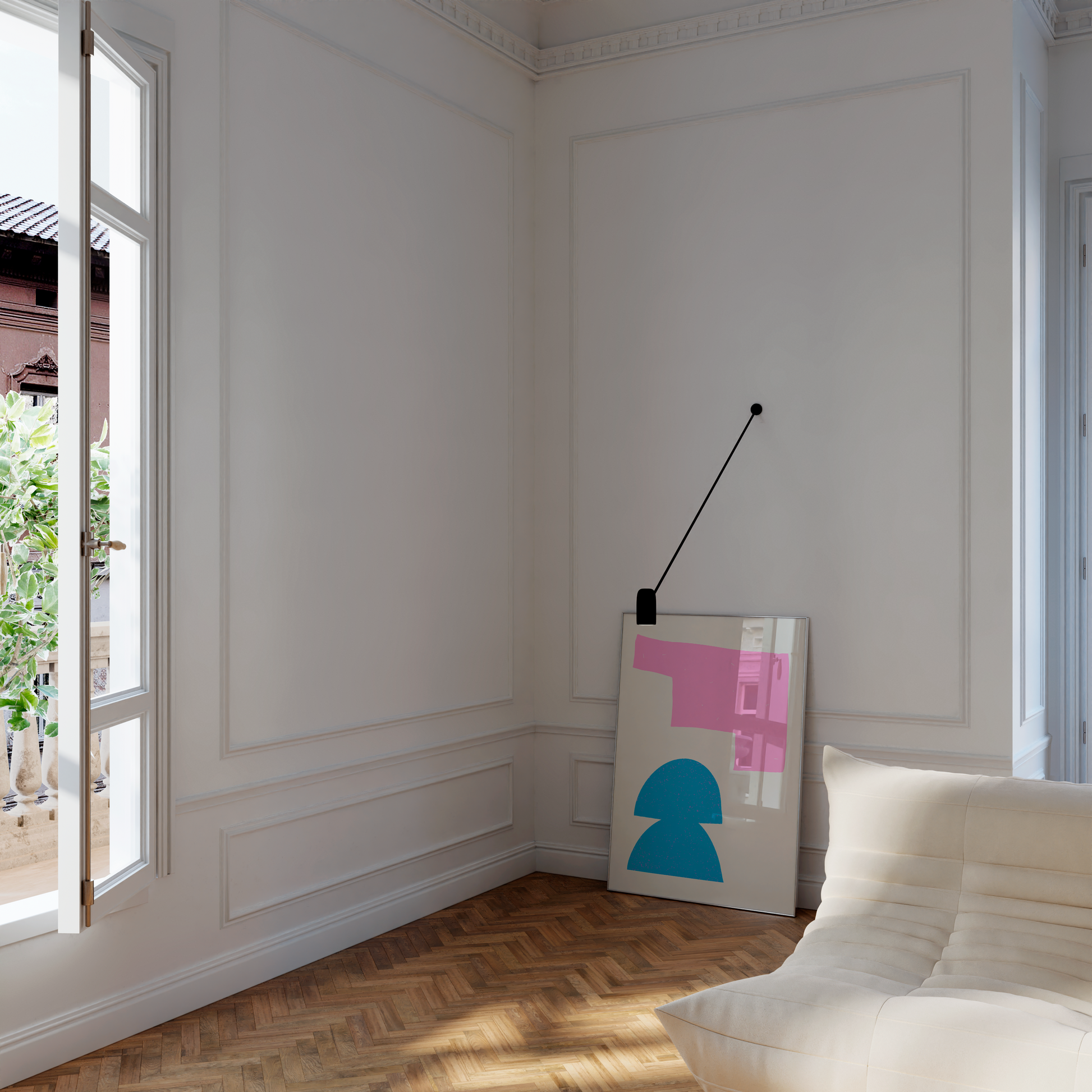 Minimalist wall prints with a playful geometric aesthetic for creative interiors