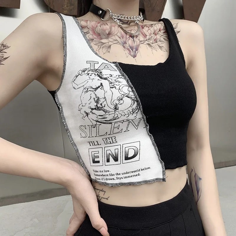 Punk Style Patchwork Tank Top – Front View