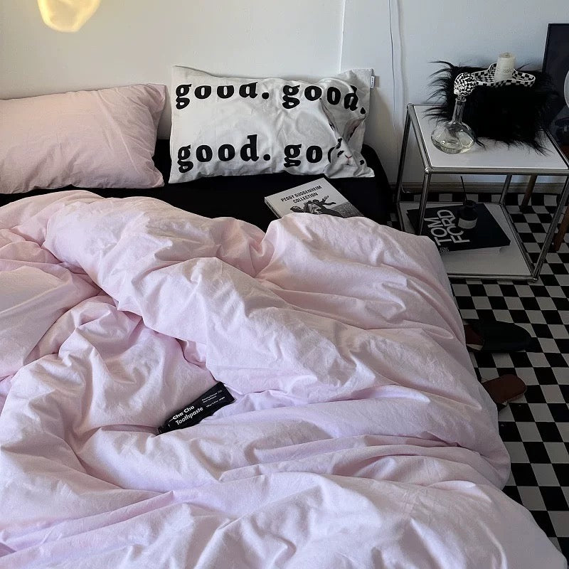 Pink minimalist bedding set perfect for Pinterest-inspired bedroom setups.