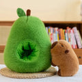 Kawaii avocado-shaped plush toy with a removable capybara inside