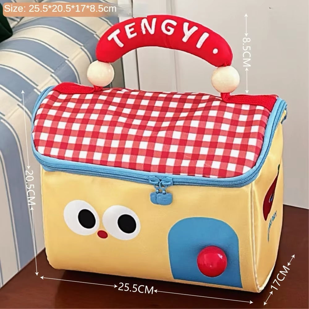 Whimsical house design cosmetic case for travel, gifting, or daily use with waterproof nylon and roomy compartments