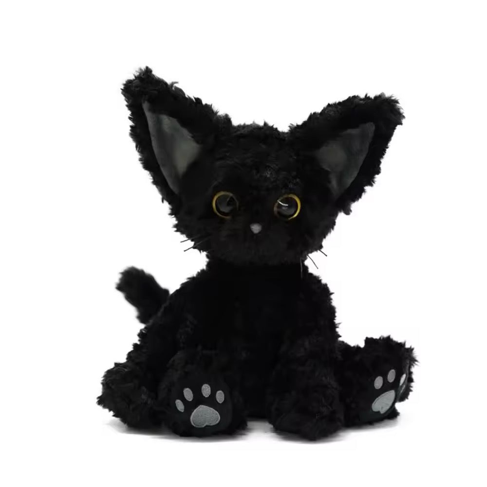 Soft Black Cat Plush Toy with Cute Big Eyes & Fluffy Fur