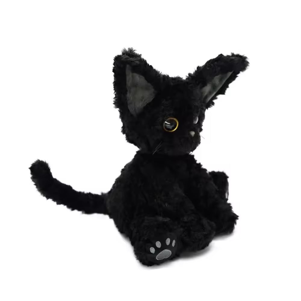 Curly Black Cat Plush – Soft & Huggable Pillow Toy