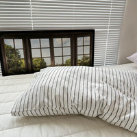 White Striped and Lavender Pillowcase