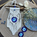 Spiritual evil eye macrame wall decor, perfect for boho room