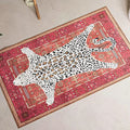 Boho leopard carpet with red Moroccan pattern and animal print center