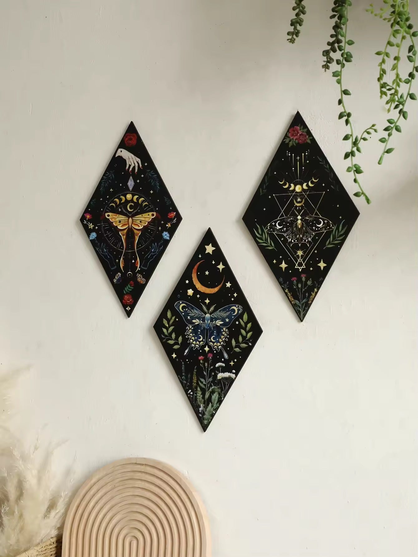 Nordic-inspired butterfly and star wooden wall art