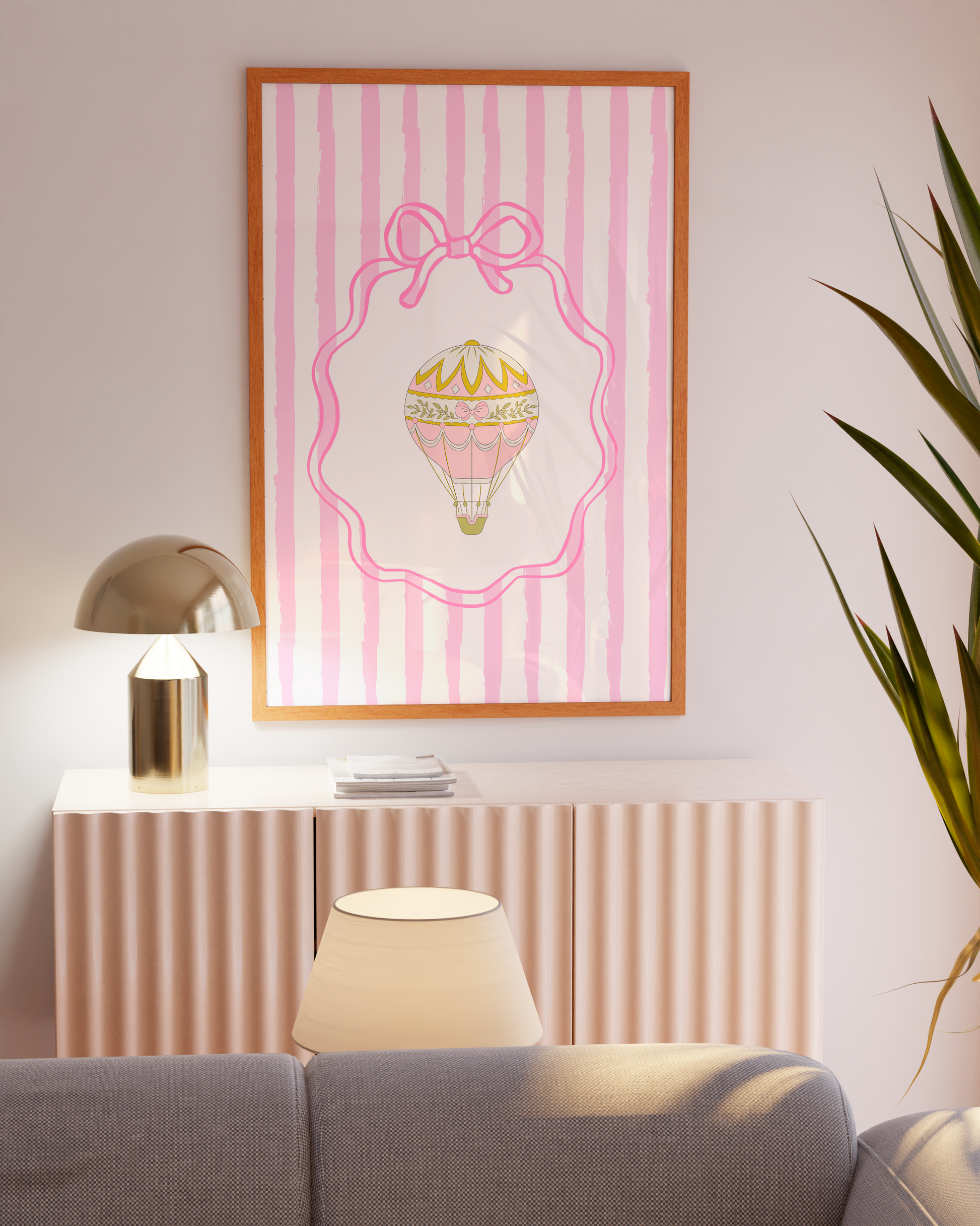 Vintage French circus nursery poster with pink and green candy stripe design, great for newborn gifts.
