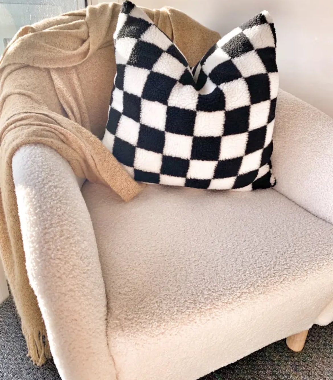 Cozy lamb fleece pillow cover for winter home decor