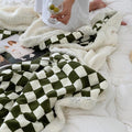 Warm checkerboard bed throw for winter night
