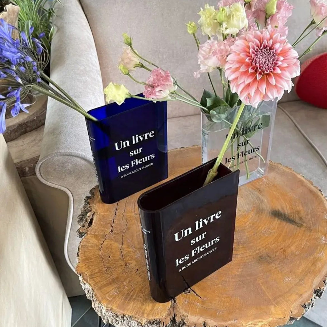 Translucent acrylic book vase for modern room decor