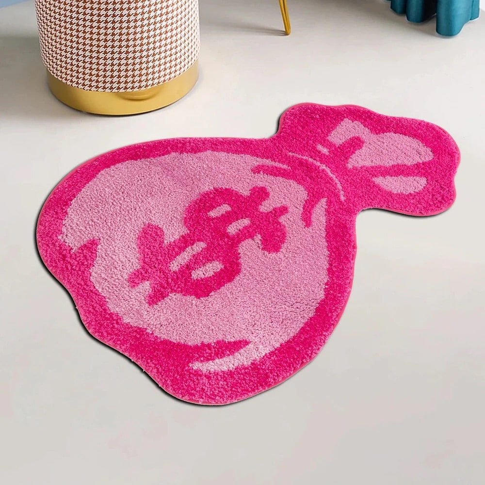 Pink Money Bag Tufted Rug – Fluffy Coquette Decor