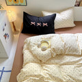 Aesthetic dorm room with brown bedding, rattan details, and a cottagecore-inspired cozy layout