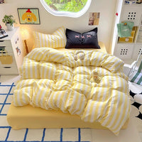 Yellow and White Striped Duvet Cover