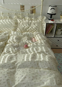 Ivory Floral Cotton Duvet Cover Set