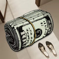 Creative money-themed rug used as an entryway mat for modern homes