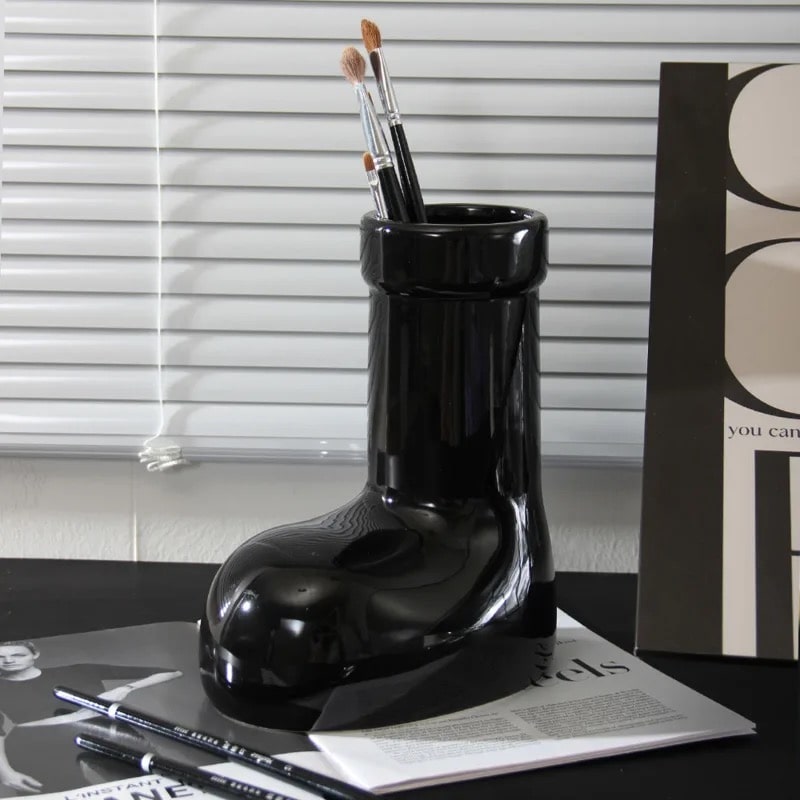 Red Ceramic Boots Flower Pot for Modern Homes
