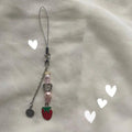 Heart-shaped strawberry pendant keychain for women