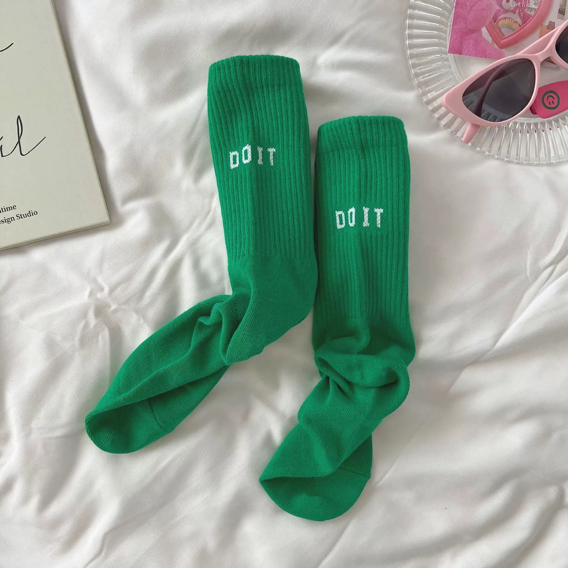 Harajuku pink socks women Y2K casual cotton sports style
