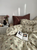 Soft breathable cotton vintage floral bedding set. Perfect for Twin, Full, Queen, and King beds in cottagecore or shabby chic decor.