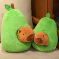 Close-up of fuzzy brown capybara stuffed toy with cute face