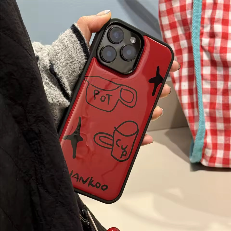 Shockproof soft bumper around glossy graffiti case