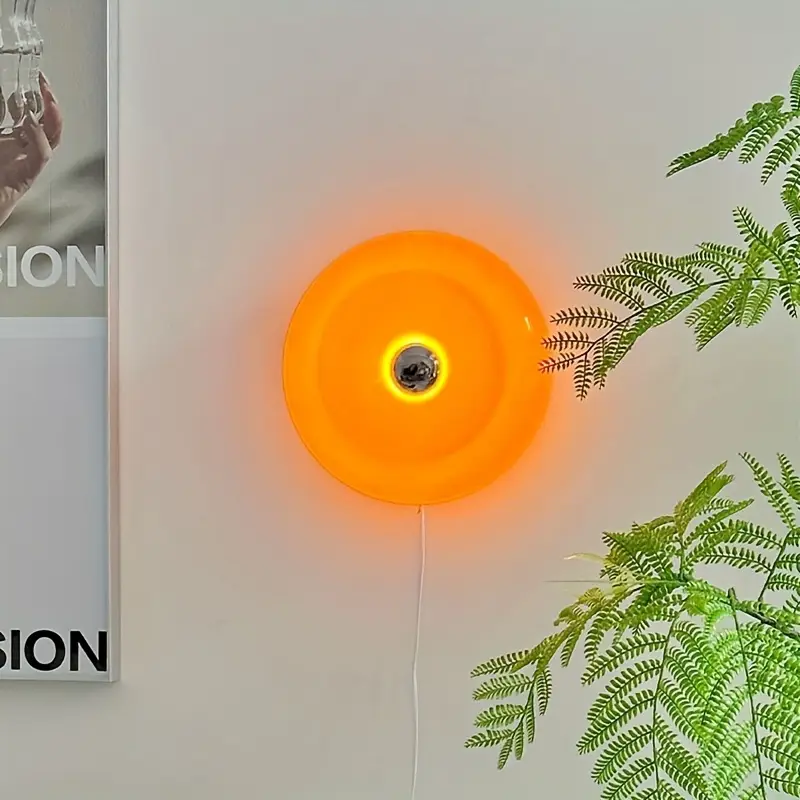 Retro aesthetic orange table lamp with LED light