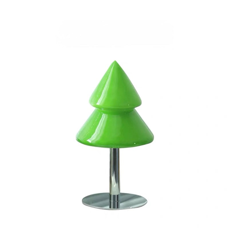 Green Christmas tree lamp with silver base