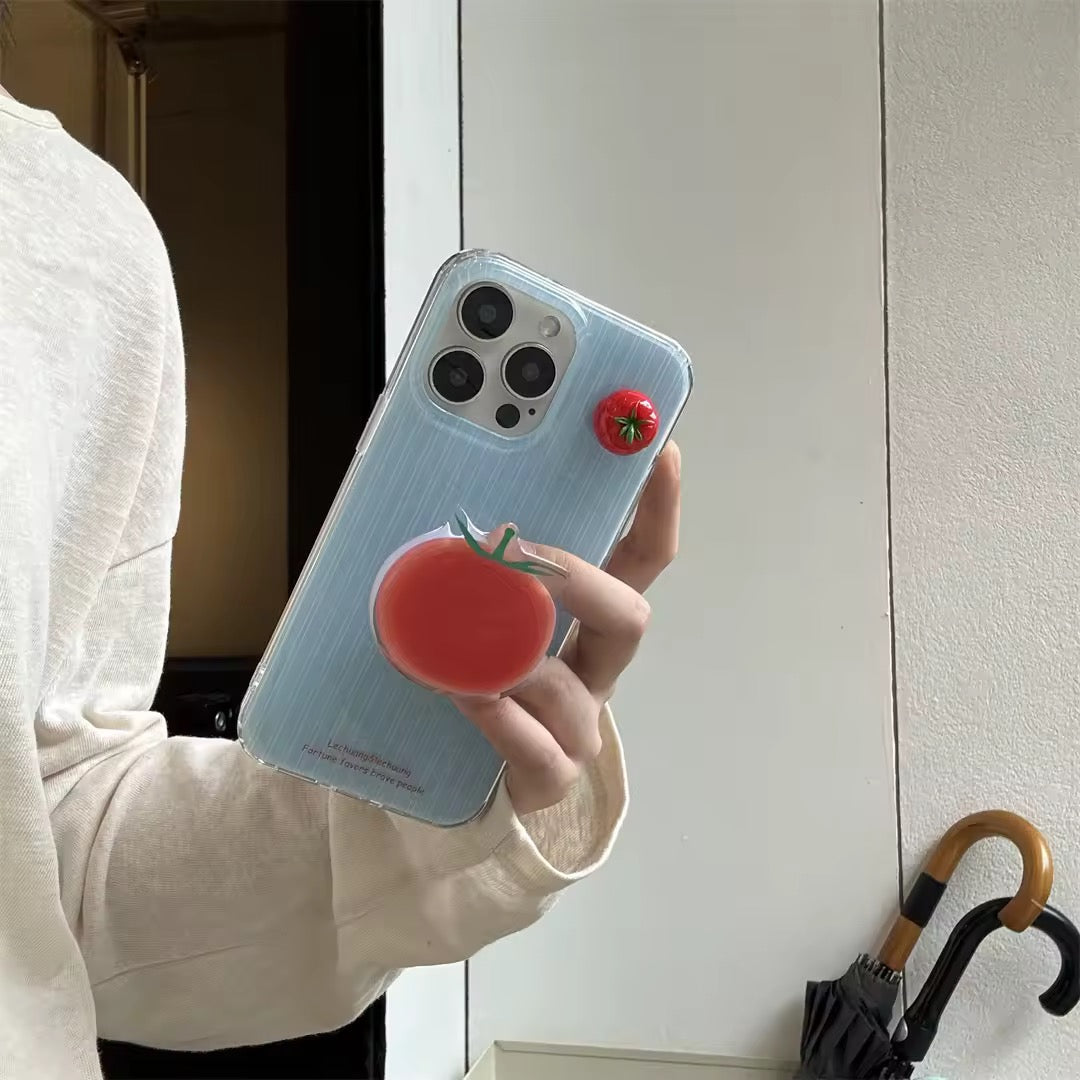 Shockproof silicone case for iPhone 15 Pro with blue stripe print.