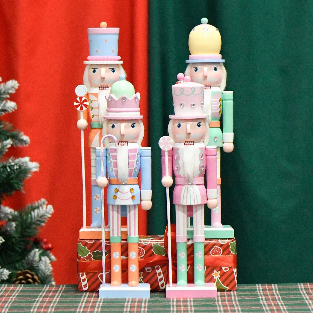 Handcrafted wooden nutcracker soldier for festive displays. Colorful ornament for tree, mantel, or holiday gifts.