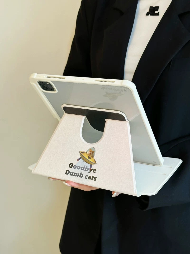 Cartoon cat print iPad case — functional and viral
