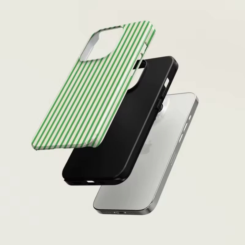 Coquette-inspired striped iPhone case for trendy girls