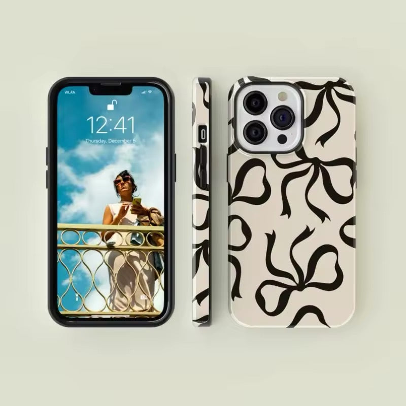Coquette aesthetic phone case with pink bow design