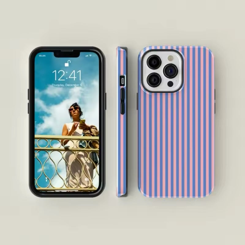 Preppy pink and red striped case for iPhone 12, 11, XR