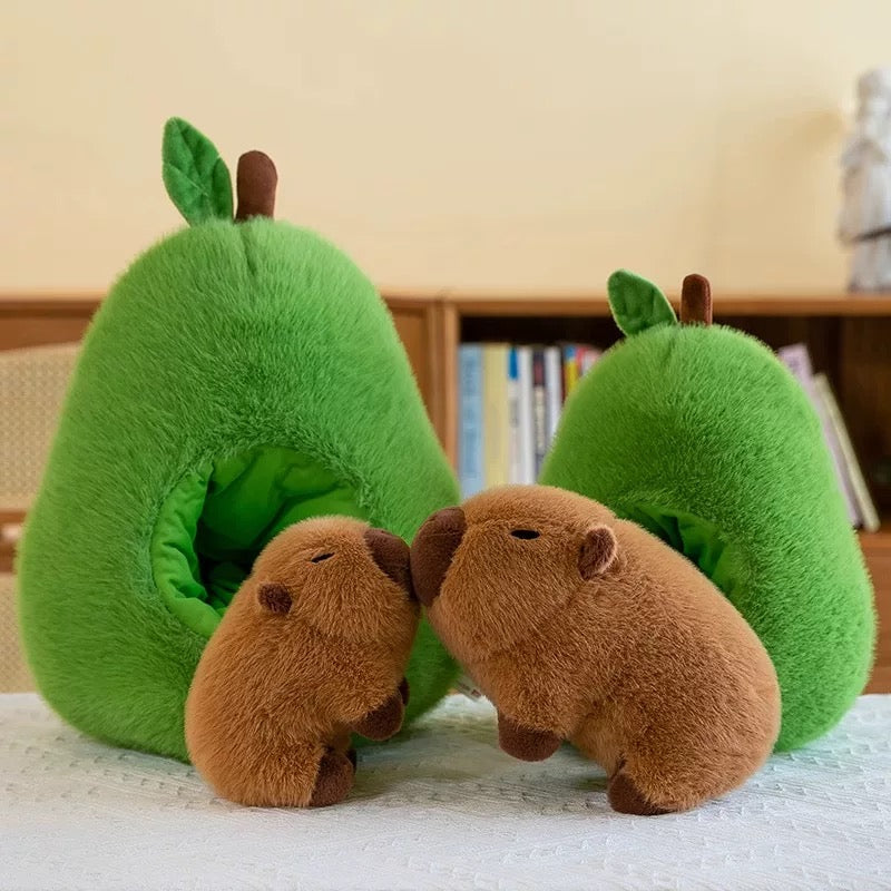 Soft pear-shaped plushie with surprise capybara plush doll