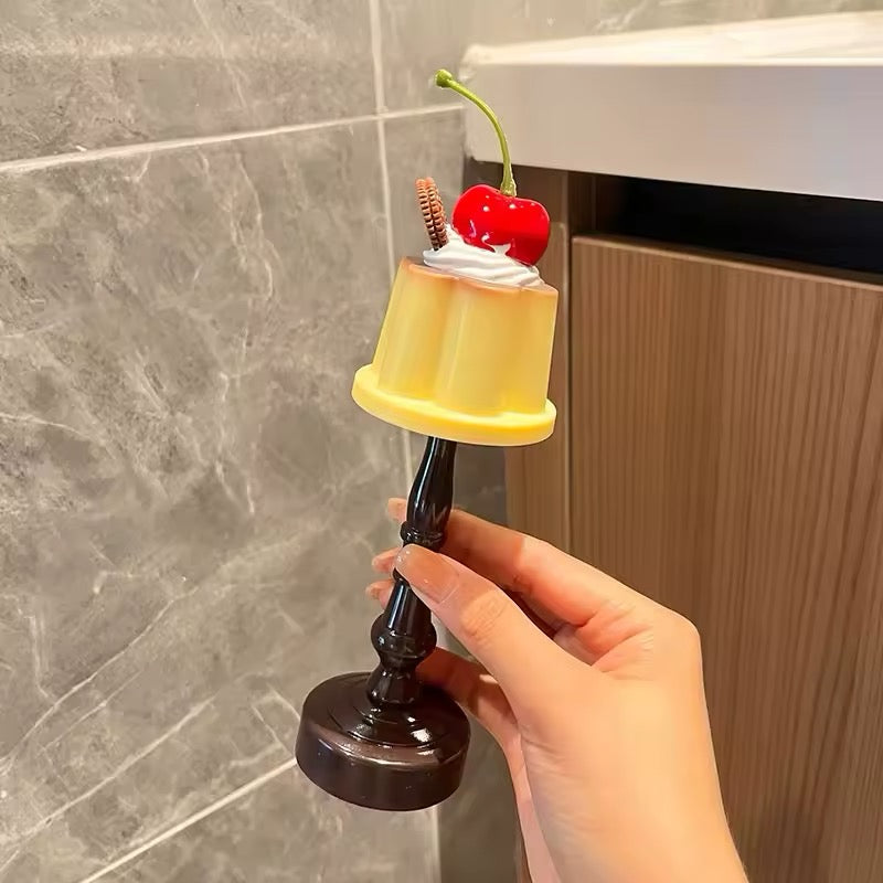 Kawaii pudding night light on white background