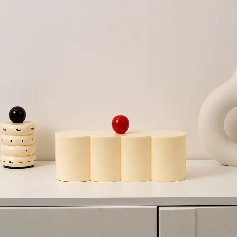 Minimalist black plastic box for storing makeup and small items in dopamine room aesthetic
