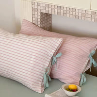 Pastel Striped Bow Pillowcase