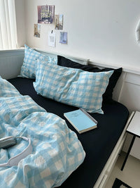 Aesthetic Blue & Black Striped Duvet Cover Set