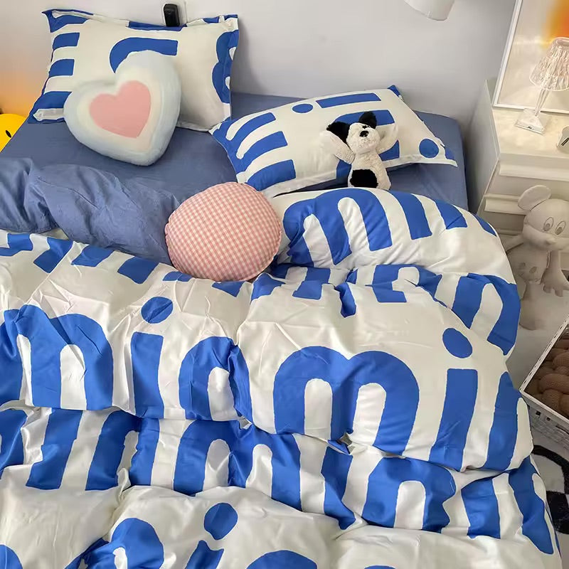 College room essentials featuring bold bedding set