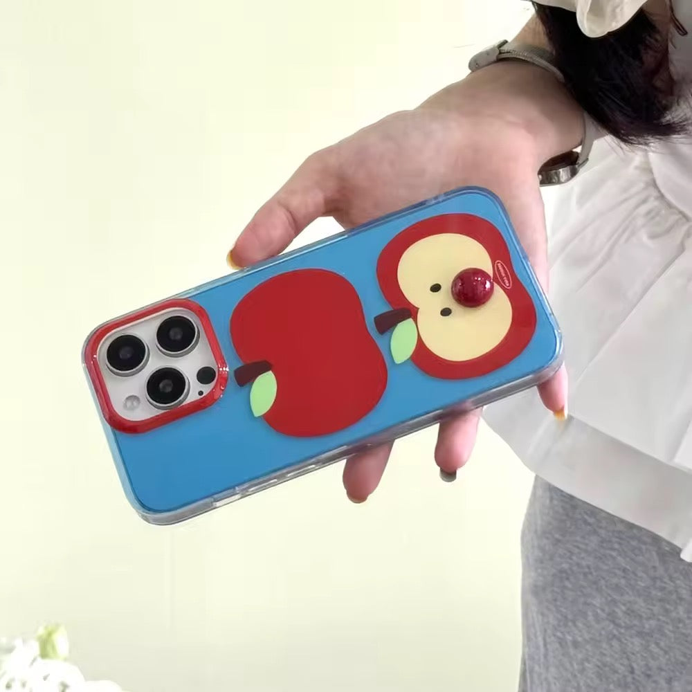 iPhone 15 case in kawaii style with bold red fruit artwork