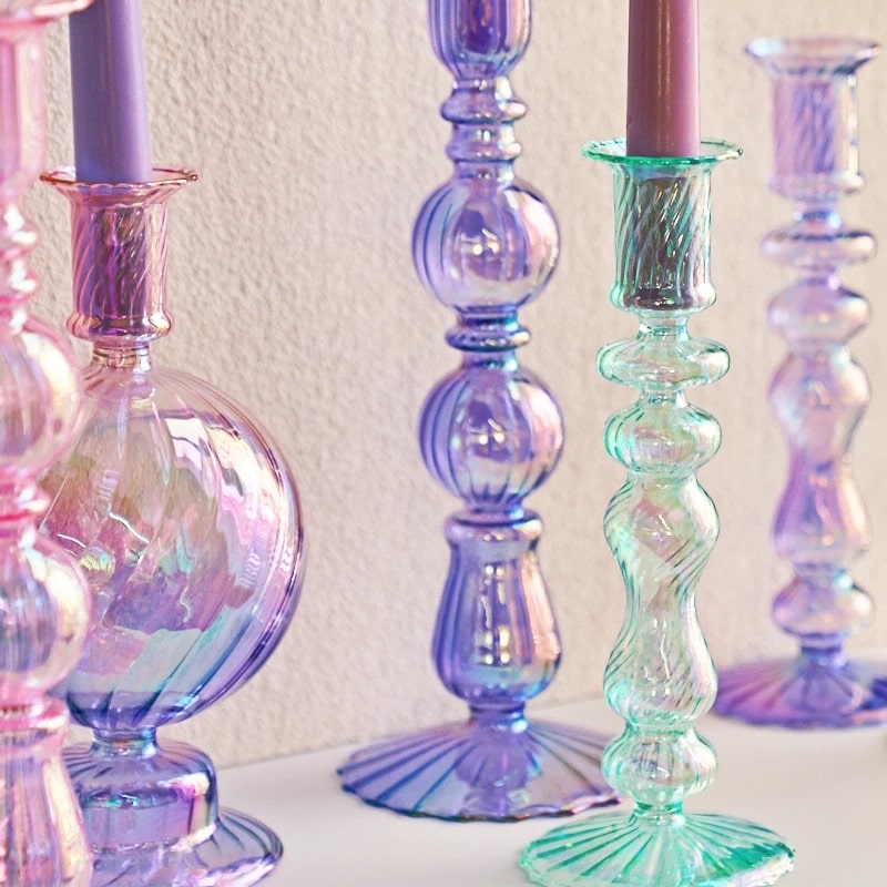 Purple Glass Vase and Candle Holder – Creative Minimalist Design for Tabletop Decor