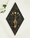 Witchy black wooden moon phase decor for aesthetic room