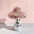 Reflective mushroom hanging from a macrame rope