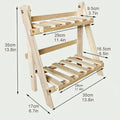 Minimalist wooden desktop storage rack for books, decor, and essentials. Two-tier solid wood shelf for home and office.