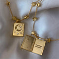 Elegant soulmate necklace with retro locket design. Stainless steel chain with heart and moon pendant for couples and family gifts.
