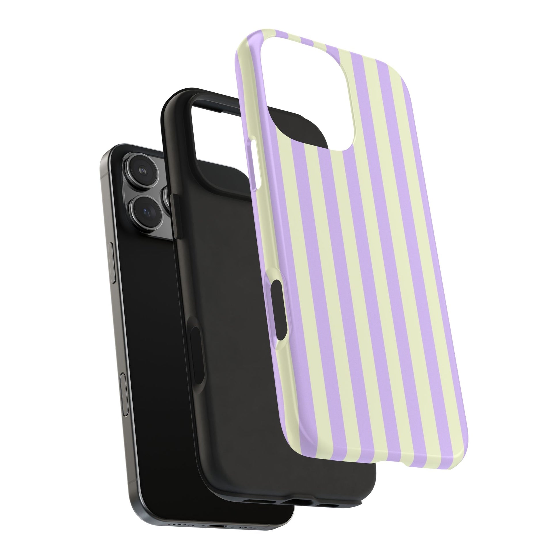 Black and white phone cases on a white background